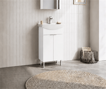 Orka Purus 55 cm, Parlak Beyaz, Banyo Dolabı Alt Modül Ve Lavabo, 5008446