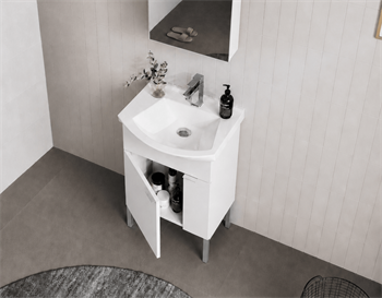Orka Purus 55 cm, Parlak Beyaz, Banyo Dolabı Alt Modül Ve Lavabo, 5008446