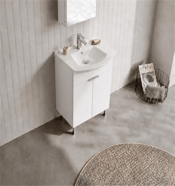 Orka Purus 55 cm, Parlak Beyaz, Banyo Dolabı Alt Modül Ve Lavabo, 5008446