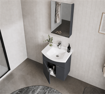 Orka Purus 55 cm ,Mat Antrasit, Banyo Dolabı Takımı (Dolaplı Ayna), 5008334