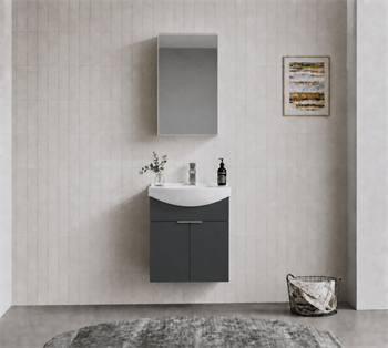 Orka Purus 55 cm ,Mat Antrasit, Banyo Dolabı Takımı (Dolaplı Ayna), 5008334