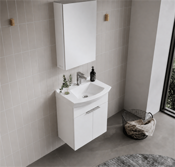 Orka Purus 55 cm ,Parlak Beyaz, Banyo Dolabı Takımı (Dolaplı Ayna),  5008335