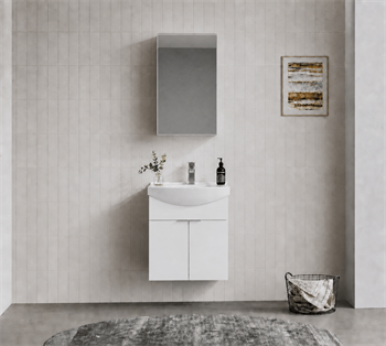 Orka Purus 55 cm ,Parlak Beyaz, Banyo Dolabı Takımı (Dolaplı Ayna),  5008335