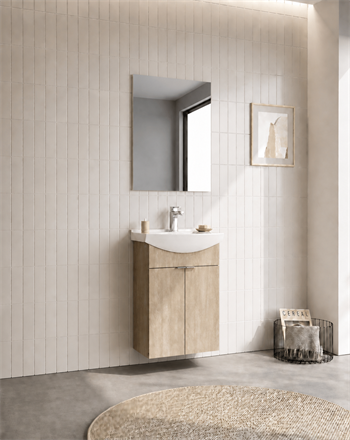 Orka Purus 55 cm ,Budva, Banyo Dolabı Takımı (Asma,Düz Ayna), 5008314