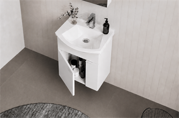 Orka Purus 55 cm ,Parlak Beyaz, Banyo Dolabı Takımı (Asma,Düz Ayna), 5008317