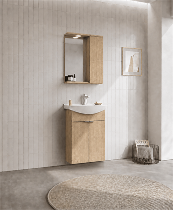 Orka Purus 55 cm ,Budva, Banyo Dolabı Takımı (Asma,Spotlu Ayna), 5008286