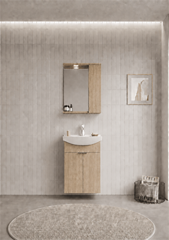 Orka Purus 55 cm ,Budva, Banyo Dolabı Takımı (Asma,Spotlu Ayna), 5008286