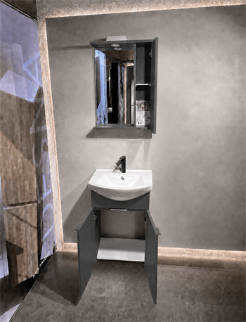 Orka Purus 55 cm ,Mat Antrasit, Banyo Dolabı Takımı (Asma,Spotlu Ayna), 5007982