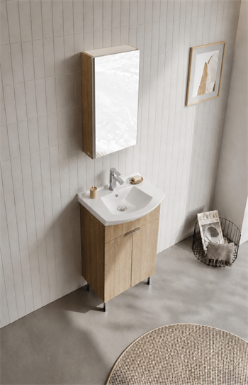 Orka Purus 55 cm ,Budva, Banyo Dolabı Takımı (Ayaklı,Dolaplı Ayna), 5008477