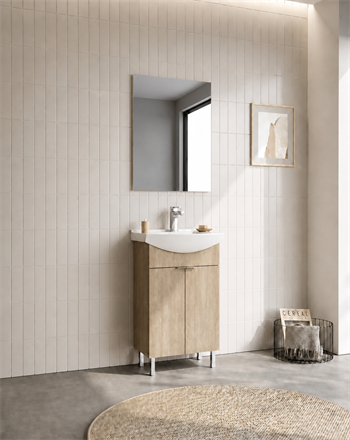 Orka Purus 55 cm ,Budva, Banyo Dolabı Takımı (Ayaklı,Düz Ayna), 5008465