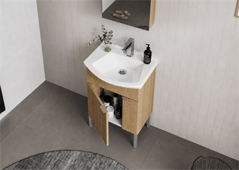 Orka Purus 55 cm ,Budva, Banyo Dolabı Takımı (Ayaklı,Düz Ayna), 5008465