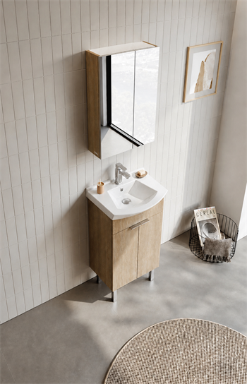 Orka Purus 55 cm ,Budva, Banyo Dolabı Takımı (Ayaklı,Düz Ayna), 5008465