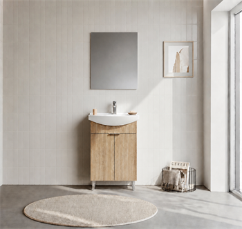 Orka Purus 55 cm ,Budva, Banyo Dolabı Takımı (Ayaklı,Düz Ayna), 5008465