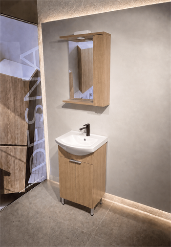 Orka Purus 55 cm ,Budva, Banyo Dolabı Takımı (Ayaklı,Spotlu Ayna), 5008435