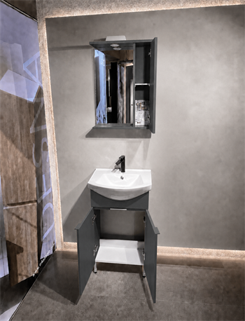 Orka Purus 55 cm ,Mat Antrasit, Banyo Dolabı Takımı (Ayaklı,Spotlu Ayna), 5008436