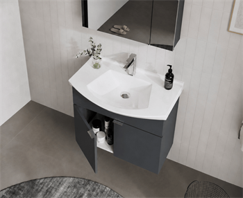 Orka Purus 65 cm, Mat Antrasit, Banyo Dolabı Alt Modül Ve Lavabo, 5007979