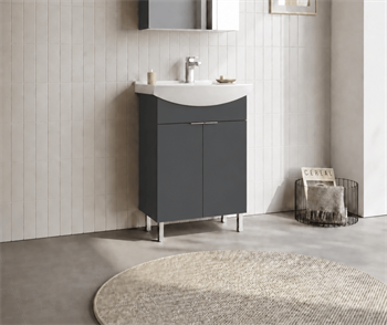 Orka Purus 65 cm, Mat Antrasit, Banyo Dolabı Alt Modül Ve Lavabo, (Ayaklı), 5008448