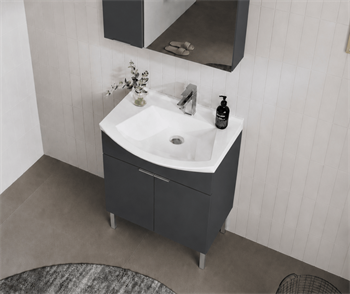 Orka Purus 65 cm, Mat Antrasit, Banyo Dolabı Alt Modül Ve Lavabo, (Ayaklı), 5008448