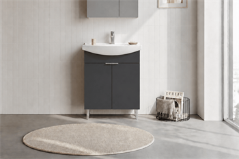 Orka Purus 65 cm, Mat Antrasit, Banyo Dolabı Alt Modül Ve Lavabo, (Ayaklı), 5008448