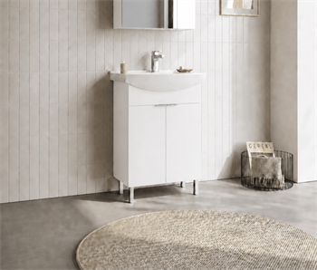 Orka Purus 65 cm, Parlak Beyaz, Banyo Dolabı Alt Modül Ve Lavabo, (Ayaklı), 5007960
