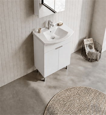 Orka Purus 65 cm, Parlak Beyaz, Banyo Dolabı Alt Modül Ve Lavabo, (Ayaklı), 5007960