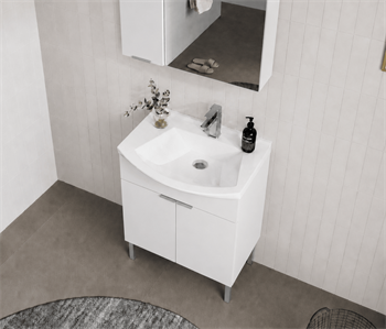 Orka Purus 65 cm, Parlak Beyaz, Banyo Dolabı Alt Modül Ve Lavabo, (Ayaklı), 5007960
