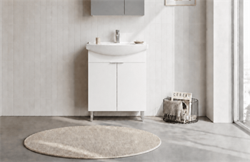 Orka Purus 65 cm, Parlak Beyaz, Banyo Dolabı Alt Modül Ve Lavabo, (Ayaklı), 5007960