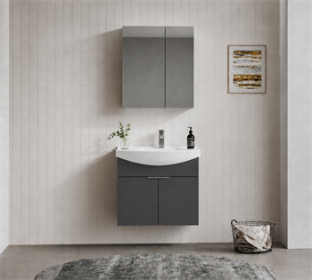 Orka Purus 65 cm ,Mat Antrasit, Banyo Dolabı Takımı (Dolaplı Ayna), 5008338