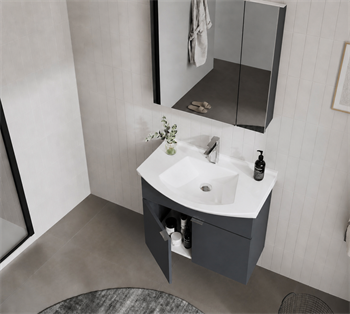 Orka Purus 65 cm ,Mat Antrasit, Banyo Dolabı Takımı (Dolaplı Ayna), 5008338