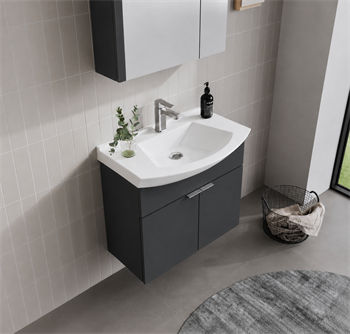 Orka Purus 65 cm ,Mat Antrasit, Banyo Dolabı Takımı (Dolaplı Ayna), 5008338