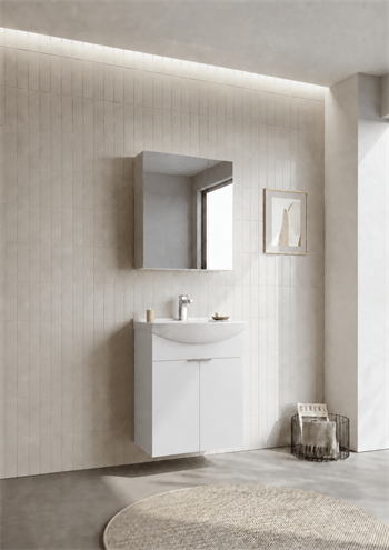 Orka Purus 65 cm ,Parlak Beyaz, Banyo Dolabı Takımı (Dolaplı Ayna), 5008340