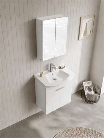 Orka Purus 65 cm ,Parlak Beyaz, Banyo Dolabı Takımı (Dolaplı Ayna), 5008340