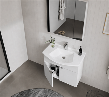 Orka Purus 65 cm ,Parlak Beyaz, Banyo Dolabı Takımı (Dolaplı Ayna), 5008340