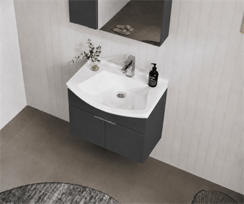 Orka Purus 65 cm ,Mat Antrasit, Banyo Dolabı Takımı (Asma,Düz Ayna), 5008321