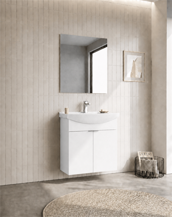 Orka Purus 65 cm ,Parlak Beyaz, Banyo Dolabı Takımı (Asma,Düz Ayna), 5008322