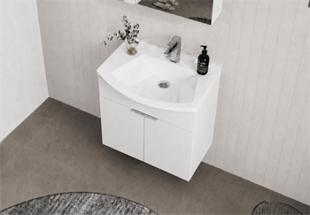 Orka Purus 65 cm ,Parlak Beyaz, Banyo Dolabı Takımı (Asma,Düz Ayna), 5008322