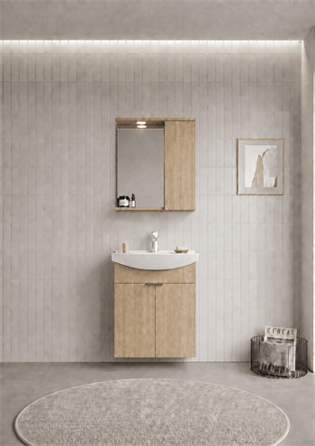 Orka Purus 65 cm ,Budva, Banyo Dolabı Takımı (Asma,Spotlu Ayna), 5007992