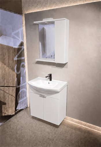 Orka Purus 65 cm ,Parlak Beyaz, Banyo Dolabı Takımı (Asma,Spotlu Ayna), 5007972