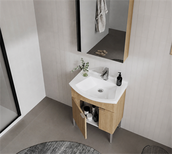 Orka Purus 65 cm ,Budva, Banyo Dolabı Takımı (Ayaklı,Dolaplı Ayna), 5008480
