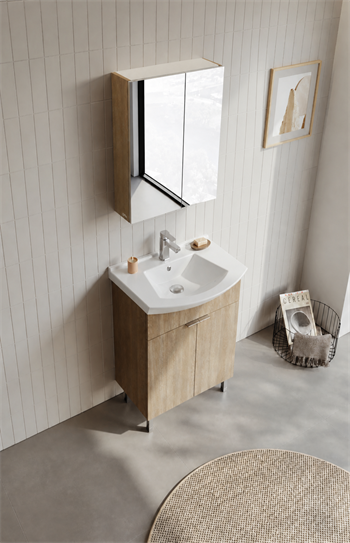 Orka Purus 65 cm ,Budva, Banyo Dolabı Takımı (Ayaklı,Dolaplı Ayna), 5008480