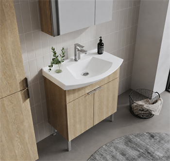 Orka Purus 65 cm ,Budva, Banyo Dolabı Takımı (Ayaklı,Dolaplı Ayna), 5008480