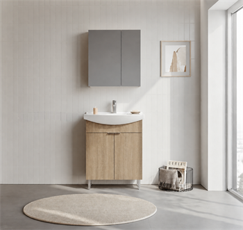 Orka Purus 65 cm ,Budva, Banyo Dolabı Takımı (Ayaklı,Dolaplı Ayna), 5008480