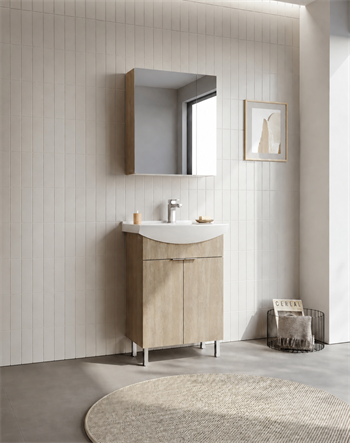Orka Purus 65 cm ,Budva, Banyo Dolabı Takımı (Ayaklı,Dolaplı Ayna), 5008480