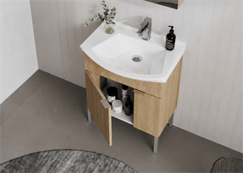 Orka Purus 65 cm ,Budva, Banyo Dolabı Takımı (Ayaklı,Düz Ayna), 5008468