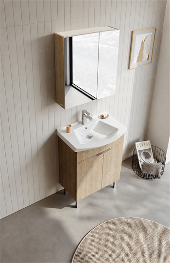 Orka Purus 65 cm ,Budva, Banyo Dolabı Takımı (Ayaklı,Düz Ayna), 5008468