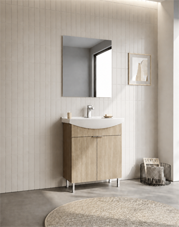 Orka Purus 65 cm ,Budva, Banyo Dolabı Takımı (Ayaklı,Düz Ayna), 5008468