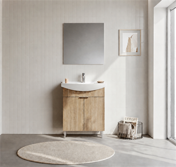 Orka Purus 65 cm ,Budva, Banyo Dolabı Takımı (Ayaklı,Düz Ayna), 5008468