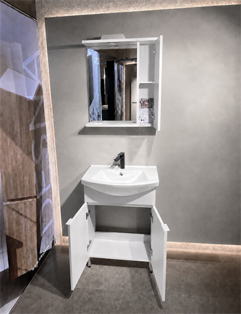 Orka Purus 65 cm ,Parlak Beyaz, Banyo Dolabı Takımı (Ayaklı,Spotlu Ayna), 5007963