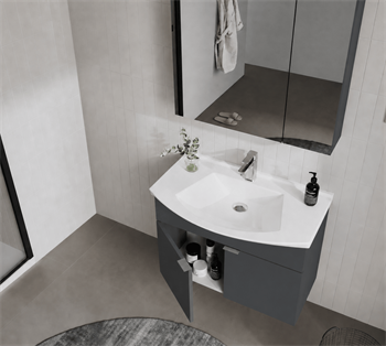 Orka Purus 80 cm, Mat Antrasit, Banyo Dolabı Alt Modül Ve Lavabo, 5007980