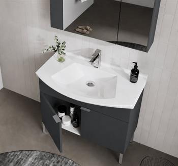 Orka Purus 80 cm, Mat Antrasit, Banyo Dolabı Alt Modül Ve Lavabo, (Ayaklı), 5008450